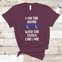 Down Syndrome I Am The Homie With An Extra Chromie Blue and Yellow Ribbon Extra Trisomy 21 Raise Awareness Inspirational Matching T Shirt - Wonder Print Shop