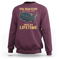 Total Solar Eclipse 2045 Sweatshirt Thrice In A Lifetime American Totality Tour Map 2017 2024 2045 - Wonder Print Shop