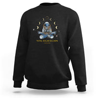 Astronaut Total Solar Eclipse 2024 Sweatshirt Meditating American Totality April 8 Galaxy Astronomy Lover - Wonder Print Shop