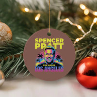 Spencer Pratt for Mayor Los Angeles Synthwave Graphic Ceramic Ornament Retro Neon California Supporter