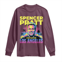 Spencer Pratt for Mayor Los Angeles Synthwave Graphic Long Sleeve Shirt Retro Neon California Supporter