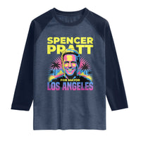 Spencer Pratt for Mayor Los Angeles Synthwave Graphic Raglan Shirt Retro Neon California Supporter