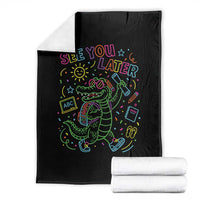 See You Later Alligator Last Day Of School Throw Blanket Cute Neon Chalkboard Kindergarten Graduation