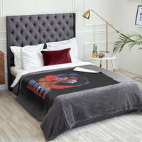 Haitian Queen Afro Melanin Graphic Throw Blanket Haiti Flag Heritage Pride