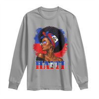 Haitian Queen Afro Melanin Graphic Long Sleeve Shirt Haiti Flag Heritage Pride