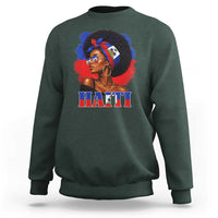 Haitian Queen Afro Melanin Graphic Sweatshirt Haiti Flag Heritage Pride