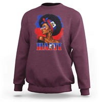Haitian Queen Afro Melanin Graphic Sweatshirt Haiti Flag Heritage Pride