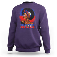 Haitian Queen Afro Melanin Graphic Sweatshirt Haiti Flag Heritage Pride
