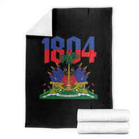 Haiti 1804 Independence Year Graphic Throw Blanket Haitian Pride Coat of Arms National Heritage