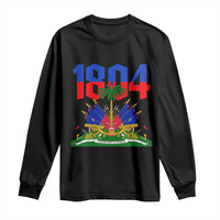 Haiti 1804 Independence Year Graphic Long Sleeve Shirt Haitian Pride Coat of Arms National Heritage