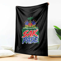Sak Pase Haitian Creole Greeting Throw Blanket National Crest Cultural Haiti Pride