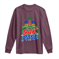 Sak Pase Haitian Creole Greeting Long Sleeve Shirt National Crest Cultural Haiti Pride