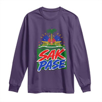 Sak Pase Haitian Creole Greeting Long Sleeve Shirt National Crest Cultural Haiti Pride