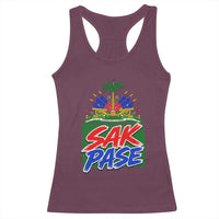 Sak Pase Haitian Creole Greeting Racerback Tank Top National Crest Cultural Haiti Pride