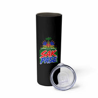 Sak Pase Haitian Creole Greeting Skinny Tumbler National Crest Cultural Haiti Pride