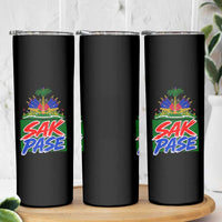 Sak Pase Haitian Creole Greeting Skinny Tumbler National Crest Cultural Haiti Pride