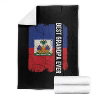 Best Grandpa Ever Haitian Granpapa Throw Blanket Vintage Distressed Haiti Flag Father's Day