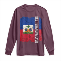 Best Grandpa Ever Haitian Granpapa Long Sleeve Shirt Vintage Distressed Haiti Flag Father's Day