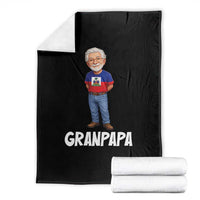 Granpapa Haitian Creole Grandpa Pride Throw Blanket Grandfather Hispanic Haiti Heritage Father's Day