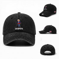Granpapa Haitian Creole Grandpa Pride Washed Cotton Baseball Cap Grandfather Hispanic Haiti Heritage Father's Day