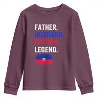Father Husband Haitian Legend Youth Sweatshirt Distressed Haiti Flag Dad Gift Father's Day