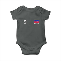 Haiti Soccer Jersey Style Number 9 Graphic Baby Onesie Haitian Flag Football Sports Fan