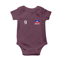 Haiti Soccer Jersey Style Number 9 Graphic Baby Onesie Haitian Flag Football Sports Fan