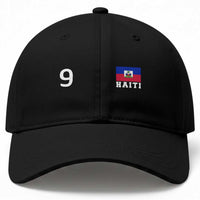 Haiti Soccer Jersey Style Number 9 Graphic Baseball Cap Haitian Flag Football Sports Fan