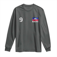Haiti Soccer Jersey Style Number 9 Graphic Long Sleeve Shirt Haitian Flag Football Sports Fan