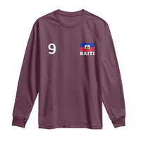 Haiti Soccer Jersey Style Number 9 Graphic Long Sleeve Shirt Haitian Flag Football Sports Fan
