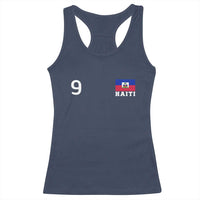 Haiti Soccer Jersey Style Number 9 Graphic Racerback Tank Top Haitian Flag Football Sports Fan