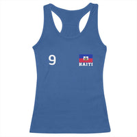 Haiti Soccer Jersey Style Number 9 Graphic Racerback Tank Top Haitian Flag Football Sports Fan