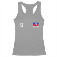 Haiti Soccer Jersey Style Number 9 Graphic Racerback Tank Top Haitian Flag Football Sports Fan