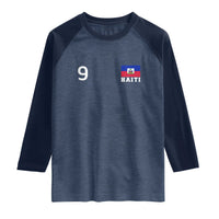 Haiti Soccer Jersey Style Number 9 Graphic Raglan Shirt Haitian Flag Football Sports Fan