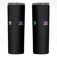 Haiti Soccer Jersey Style Number 9 Graphic Skinny Tumbler Haitian Flag Football Sports Fan