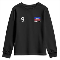 Haiti Soccer Jersey Style Number 9 Graphic Youth Sweatshirt Haitian Flag Football Sports Fan