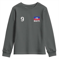 Haiti Soccer Jersey Style Number 9 Graphic Youth Sweatshirt Haitian Flag Football Sports Fan