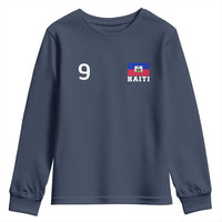 Haiti Soccer Jersey Style Number 9 Graphic Youth Sweatshirt Haitian Flag Football Sports Fan