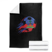 Haitian Flag Soccer Ball Splatter Graphic Throw Blanket Haiti Football Sports Fan