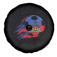 Haitian Flag Soccer Ball Splatter Graphic Spare Tire Cover Haiti Football Sports Fan