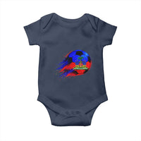 Haitian Flag Soccer Ball Splatter Graphic Baby Onesie Haiti Football Sports Fan