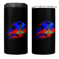 Haitian Flag Soccer Ball Splatter Graphic 4 in 1 Can Cooler Tumbler Haiti Football Sports Fan