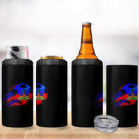 Haitian Flag Soccer Ball Splatter Graphic 4 in 1 Can Cooler Tumbler Haiti Football Sports Fan