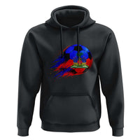 Haitian Flag Soccer Ball Splatter Graphic Hoodie Haiti Football Sports Fan