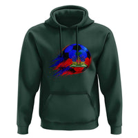 Haitian Flag Soccer Ball Splatter Graphic Hoodie Haiti Football Sports Fan
