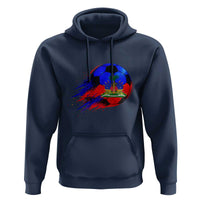 Haitian Flag Soccer Ball Splatter Graphic Hoodie Haiti Football Sports Fan