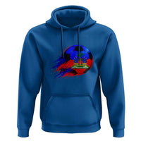 Haitian Flag Soccer Ball Splatter Graphic Hoodie Haiti Football Sports Fan