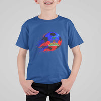 Haitian Flag Soccer Ball Splatter Graphic T Shirt For Kid Haiti Football Sports Fan