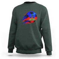 Haitian Flag Soccer Ball Splatter Graphic Sweatshirt Haiti Football Sports Fan