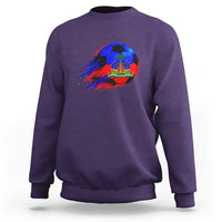 Haitian Flag Soccer Ball Splatter Graphic Sweatshirt Haiti Football Sports Fan